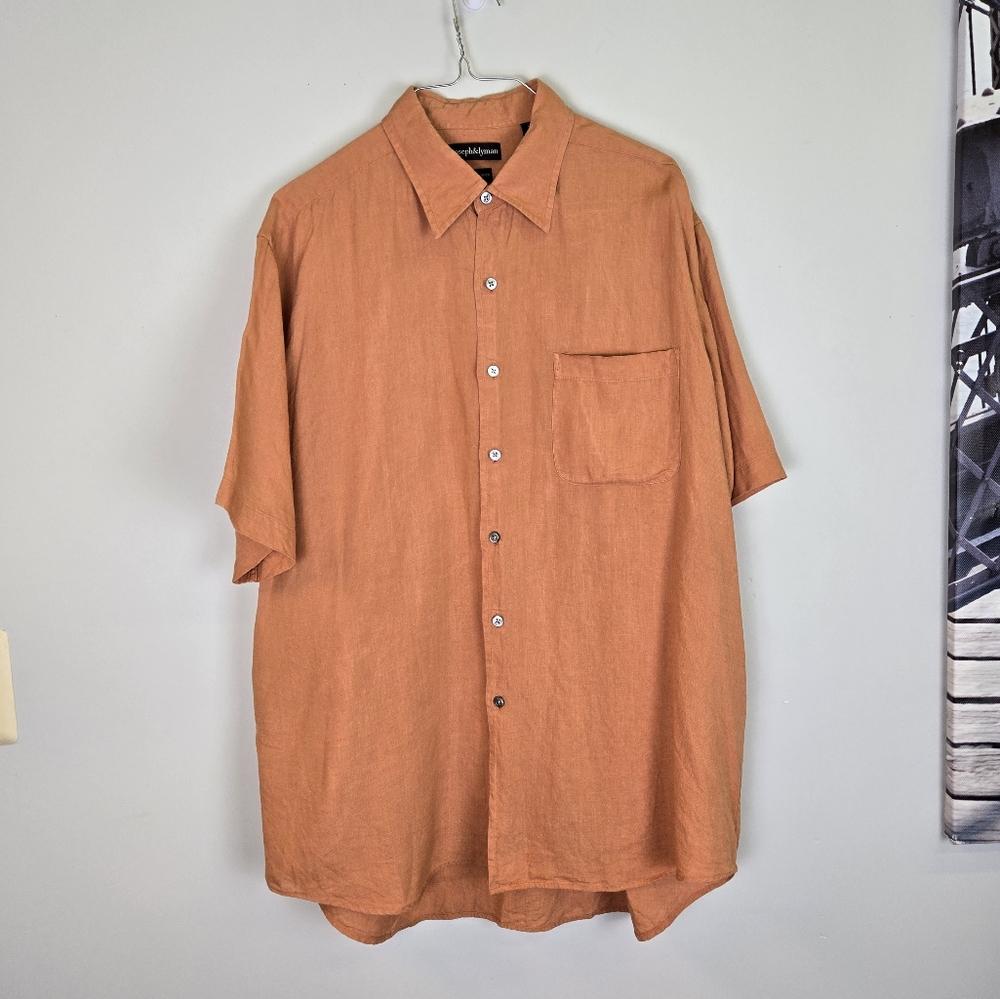 Joseph & Lyman Short Sleeve Button-up Italian Linen Pocket Shirt Men's Large